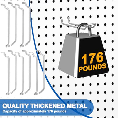 Tandefio 50 Pcs Double Arm Pegboard Hooks 4.52 Inch Fit 1/4 Pegboard Hole