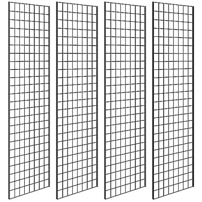 Blulu 4 Pcs Commercial Grade Gridwall Panels 2' x 6' Sturdy Metal Panel Good Metal Grid for Any Retail Display, Black