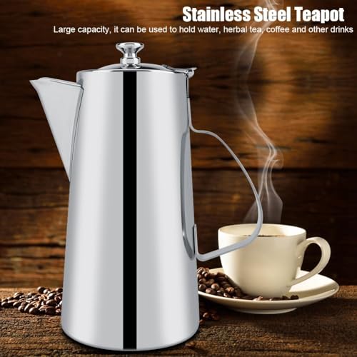 2L Capacity Stainless Steel Teapot with Ergonomic Handle Short Nozzle Pitcher Water Kettle for Home, Restaurant, Coffee(short nozzle) - style: short nozzle