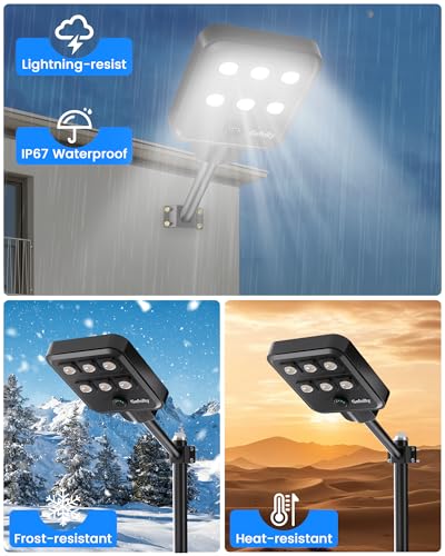 Gefolly G-6000W Solar Street Light Outdoor, Flood Security Parking Lot - size: S
