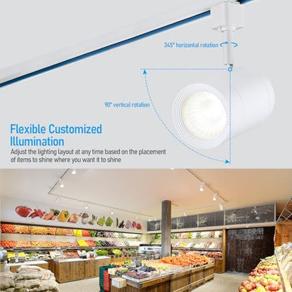LEONLITE 4-Pack Retail Pro Series 17.5W H Track Lighting Heads, 5CCT, White - color: White-5ССТ(2700K/3000K/3500K/4000K/5000K)