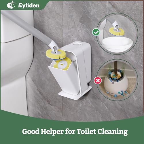 Eyliden Disposable Toilet Brush Set, Wand with 40 Refills & Holder