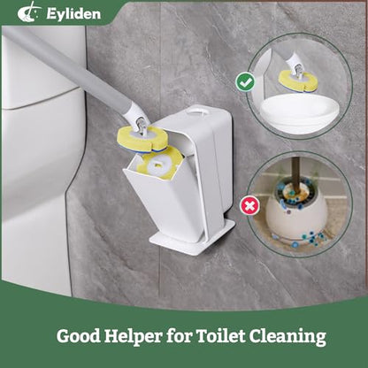 Eyliden Disposable Toilet Brush Set, Wand with 40 Refills & Holder
