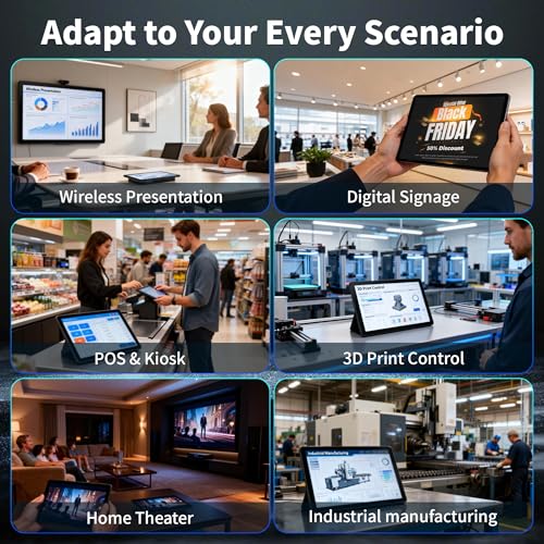 10.1" Industrial Touchscreen PC, All-in-One Computer Rockchip RK3399 Hexa-Core, 4GB RAM 64GB eMMC, Gigabit LAN, RS-232, USB 3.0, HDMI 4K, Android 11 for Digital Signage/POS/Factory Control