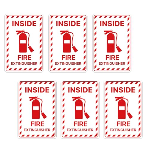 6PCS Fire Extinguisher Inside Sign Stickers,Self Adhesive Vinyl Waterproof and Scratch Resistant Safety Fire Extinguisher Label Waterproof, Suitable for Cars, Trailers, Rv's, Trucks and Vehicles Red on White 3.5"x2.3" - color: Fire Extinguisher Inside 482