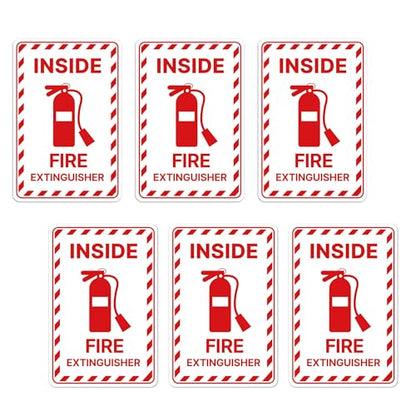 6PCS Fire Extinguisher Inside Sign Stickers,Self Adhesive Vinyl Waterproof and Scratch Resistant Safety Fire Extinguisher Label Waterproof, Suitable for Cars, Trailers, Rv's, Trucks and Vehicles Red on White 3.5"x2.3" - color: Fire Extinguisher Inside 482