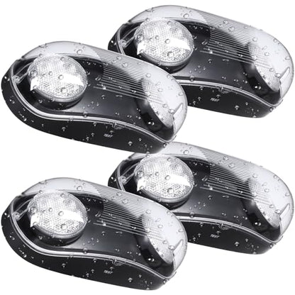 LEONLITE 4-Pack Wet Location LED Emergency Lights IP65 Waterproof Black - color: Black