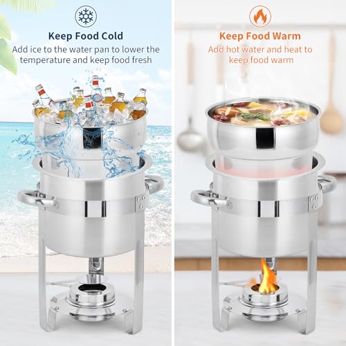 2 Pack Soup Chafing Dishes for Buffet 11QT Stainless Steel Soup Warmer Set with Lids & Fuel Holders,Round Food Warmer Pot for Catering Supplies Party - size: 11QT 2Pcs