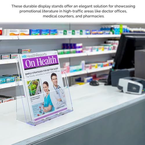 Marketing Holders 12 Pack Brochure Holder for 8.5" Flyers Clear Acrylic Freestanding Tabletop Printed Literature Display for Retail Stores Business Offices and Libraries - size: 8.5"