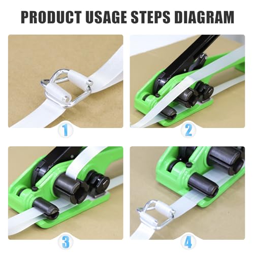 Heavy Duty Banding Strapping kit Contain 3/4"x 330' Composite Cord Packaging Straps & 100 Metal Wire Buckles 50 Plastic Edge Protectors Tensioner with Cutter Tool Glove - size: Composite Cord kit