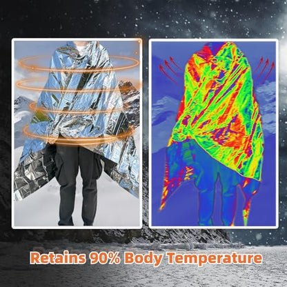 Emergency Mylar Blankets, Survival Space Blanket, 10 Pack - color: Silver-10 Pcs