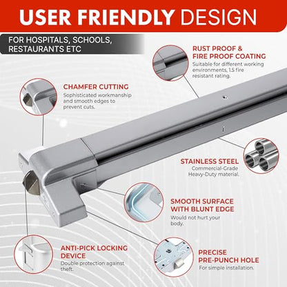 Push Bar Panic Exit Device Aluminum