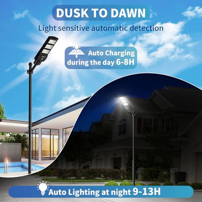 LANGY 2 Pack Led Solar Street Lights Outdoor 150000 Lumens,180 PCS LED,Dusk to Dawn Solar Powered Street Lights with Remote for Barn,Yard, Garden,Basketball Court - size: 2PACK 150000LM
