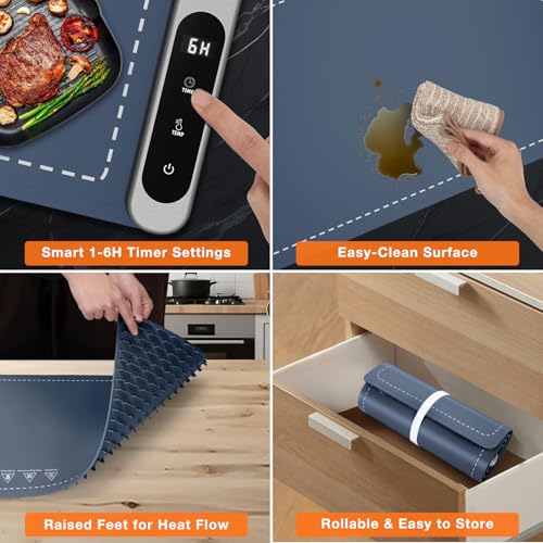 FYY Extra Long Warming Mat for Food, Rapid and Full Surface Heating Navy - color: Navy, size: XXX Large Size: 45"x15"