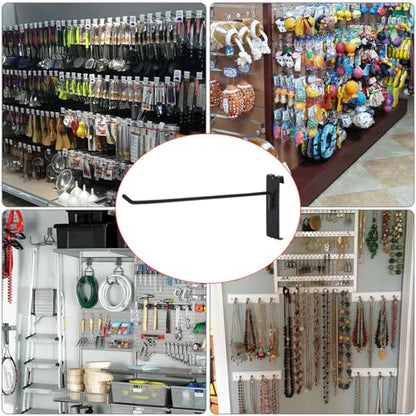 Sumnacon Grid Wall Hooks-35 Pcs Notch Display Hooks for Grid Wall Panel,8 Inch Sturdy Metal Display Hangers for Home Shop Retail Store Workspace Craft Show,Black - size: 8 Inch