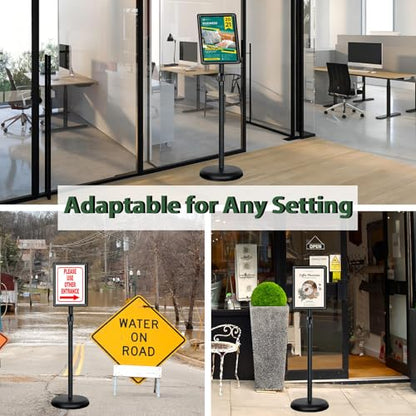 2 Pack Pedestal Sign Holder, 8.5 x 11" Floor Standing Display Stand, Black - color: Black, size: 8.5x11in-2p