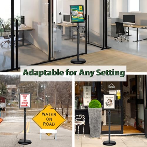 6 Pack Pedestal Sign Holder, 8.5 x 11" Adjustable Floor Standing Sign Stand - color: Black, size: 8.5x11in-6p