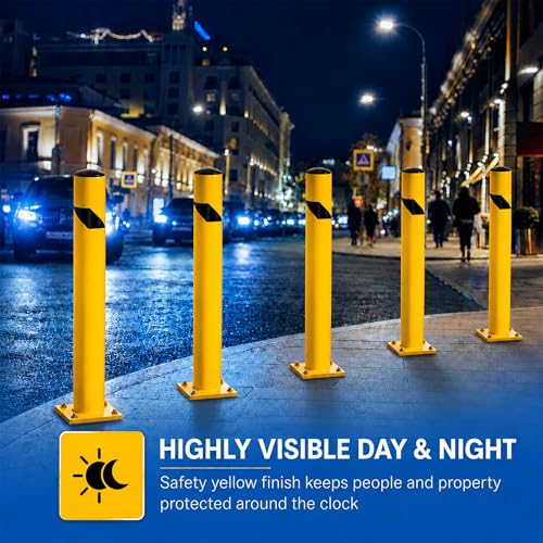 Crowd Control Warehouse 48-in Yellow Steel Bollard, Fillable with Concrete - size: 48 inches