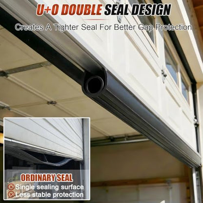 Garage Door Bottom Seal, 8FT EPDM Weather Stripping with Aluminum Track - color: With Aluminum Tracks, size: 8 Feet