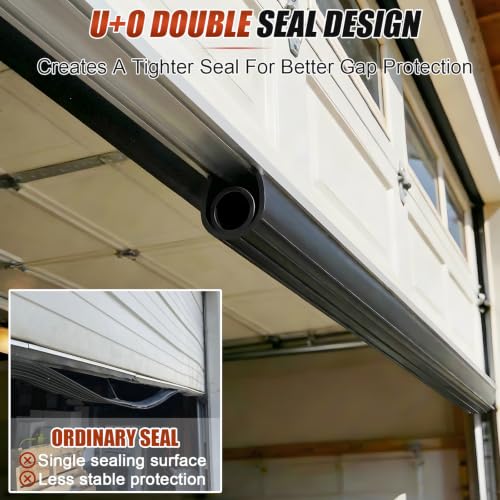 Garage Door Bottom Seal, 10FT EPDM Weather Stripping with Aluminum Track - color: With Aluminum Tracks, size: 10 Feet