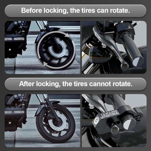 JAGASOL Motorcycle Handlebar Lock, Helmet & Brake Anti-Theft Lock Black - color: Black