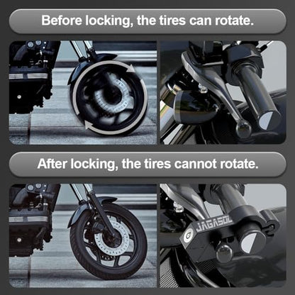 JAGASOL Motorcycle Handlebar Lock, Helmet & Brake Anti-Theft Lock Black - color: Black