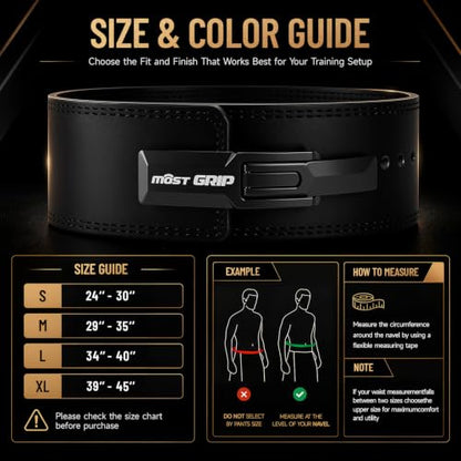 10mm Quick Lock Lever Belt Weightlifting for Men Women - color: Black, size: M(29- 35inches)