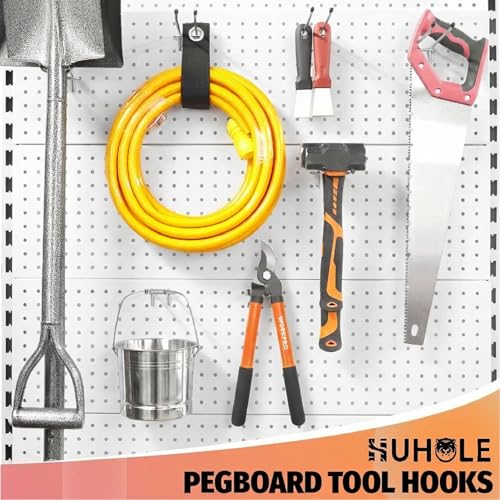 HUHOLE 10 Pack 6 Inch Double Arm Pegboard Hooks for 1/4" Peg Board - color: Silver, size: 6 Inch