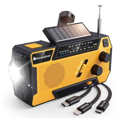 RunningSnail Hand Crank Emergency Radio with 3 Built-in Cable for Hurricane