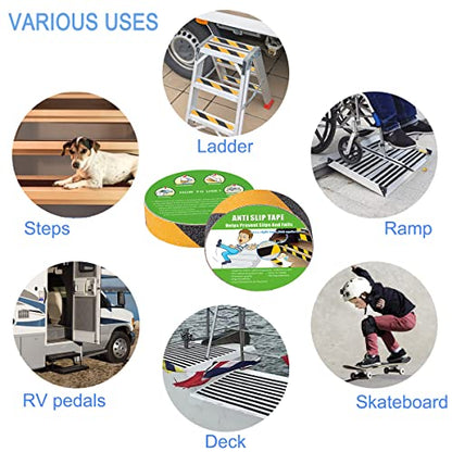 Yorwe Anti Slip Tape Stairs & Ramps, Traction Grip(1" x 190", Black/Yellow) - color: Black / Yellow, size: 1" Width x 190" Long
