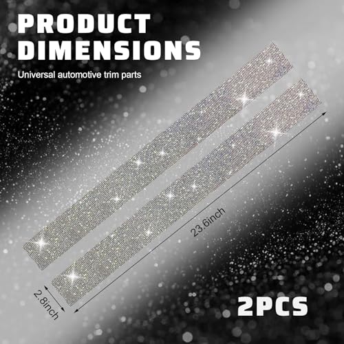 2 PCS Bling Car Door Sill Protector, Shiny Rhinestone Auto Door Entry Guard Bumper Anti-Scratch Strip, Crystal Threshold Sticker Cuttable Trunk Edge Protector (Colorful, 23.6 × 2.8 inches) - color: Colorful, size: 23.6 × 2.8 inches