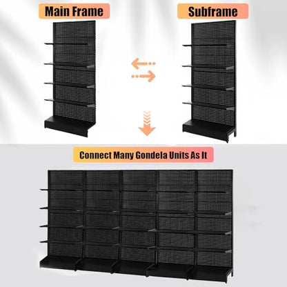 Eastern Tree Pegboard Display Stand, 3x6.5 Feet Gondola Retail Shelving Wall Display for Convenient Grocery Office Supply or Retail Stores, Standing Peg Board Display Rack, No Including 4 Shelves - size: 1 Unit 3 x 6.5 Feet
