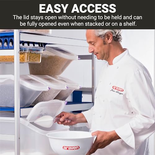 Araven Ingredient Bin, Storage Container for Large Quantity Ingredients, Use in Commercial or Home Kitchen, 4 Gallons, 6 Count, White
