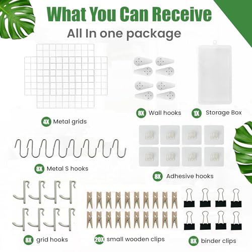 CIKLCIX Wire Wall Grid Panel Set of 4, Photo Display Board & Memo Board - color: White, size: 4 Pack