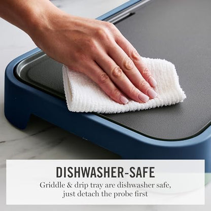 Martha Stewart 12"x 22" XL Electric Griddle, Ceramic Nonstick Flat Top - color: Indigo Blue