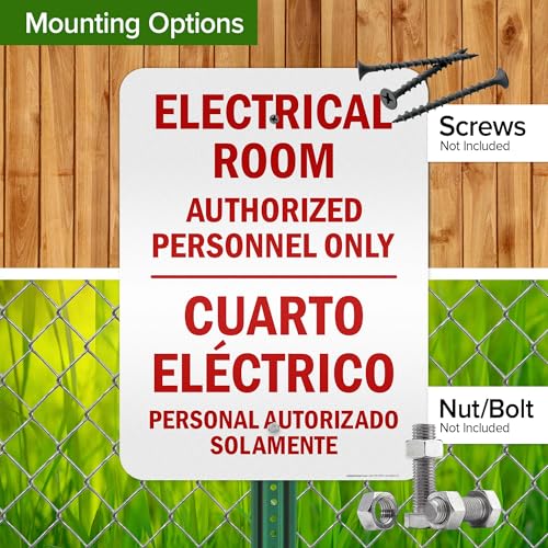 Electrical Room Authorized Personnel Only Bilingual Sign, 18x24 Inches, 3M EGP Reflective .080 Aluminum, Fade Resistant, Made in USA by My Sign Center - size: 18x24 Reflective Aluminum