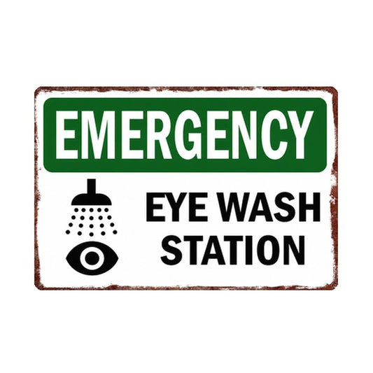 Vintage Metal Sign Emergency Eye Wash Station Wall Decor 8x12 Inch