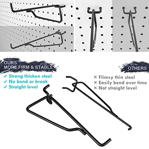 Pegboard Shelf Hooks 8Pack Black 8" Metal Brackets, Peg Board Accessories - color: Black, size: 8 Inch