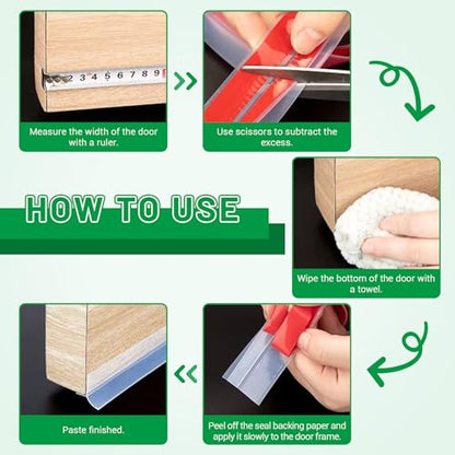 Huakaile T-Shaped Clear Door Draft Stopper Blocker, 19.6 Ft x 1.3" Silicone Weather Stripping Window Seal Strips, Self-Adhesive Waterproof Shower Door Bottom Sweep for Insulation Gap - size: 6 Meter