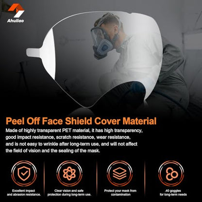 60 Pack Peel Off Lens Covers for 3M Full Face Respirators 6800 6900 6000