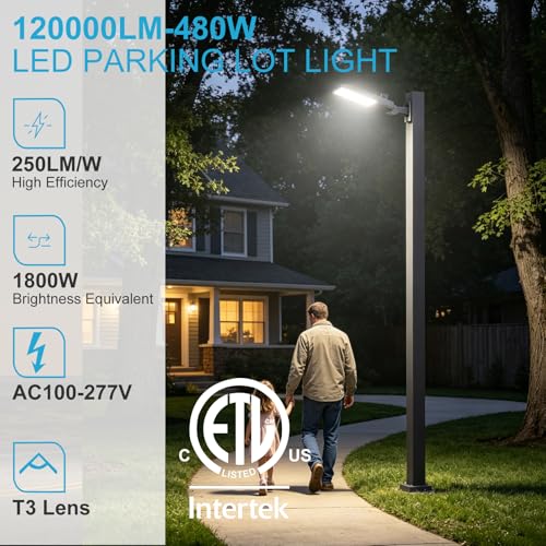 Lightdot Parking Lot Lights 480W, 2Pack ARM Mount LED Pole Lights Outdoor