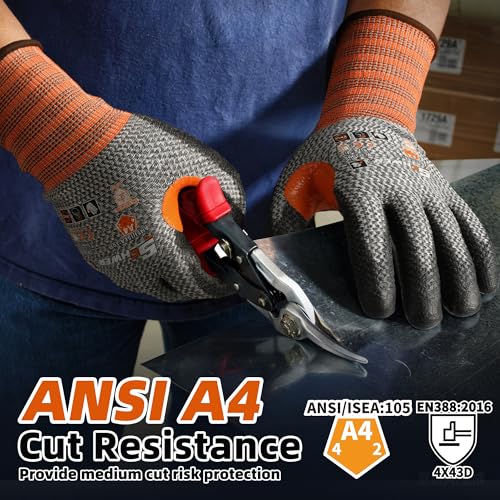 Schwer 12 Pairs A4 Cut Resistant Work Gloves, Reinforced Thumb, CR3066, XL - size: X-Large