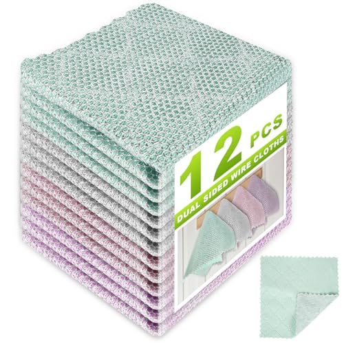12 Pcs Multipurpose Wire Dishwashing Rag, 10"x10" - color: Multicolored 12 Pack