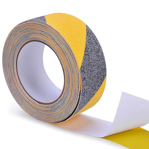 HAOT 2 Inch X 32.8ft Non Slip Safety Grip Tape for Stairs Steps Black/Yellow Non Skid Tread High Traction Friction/Strong Grip Abrasive Adhesive Hazard Caution Tape - color: Yellow/Black, size: 2" Width x 396" Long