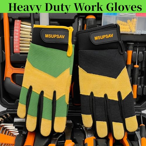 2 Pairs Work Gloves,Mechanic Glove,Performance Fit,Grip,Safety Gift,Large - color: Multicolor, size: Large