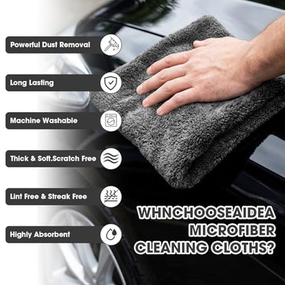 Shimeyao Gray 20 Pcs 16 x 16 Inch Microfiber Car Detailing Towel - color: Gray
