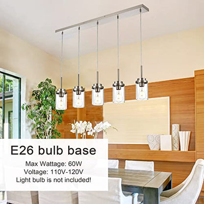 MELUCEE 5 Lights Kitchen Island Lighting Linear Chandeliers for Dining Room - color: Brushed Nickel, size: 5 Lights-1 Pack Linear