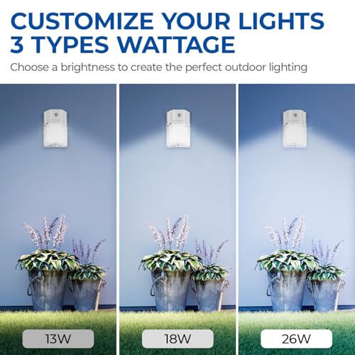 CINOTON 26W LED Wall Pack Light with Dusk to Dawn Sensor, 3CCT White 2Pack - color: White, size: 2 Pack-3CCT