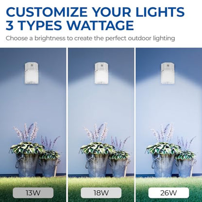 CINOTON 26W LED Wall Pack Light with Dusk to Dawn Sensor, 3CCT White 2Pack - color: White, size: 2 Pack-3CCT