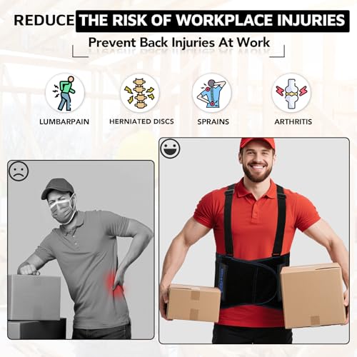 MELOTOUGH Back Brace for Men Lifting,Work Back Brace with Adjustable Shoulder Straps,Lower Lumbar Support for Heavy Lifting,Construction, Warehouse L/XL,Christmas Gifts for Men - size: X-Large